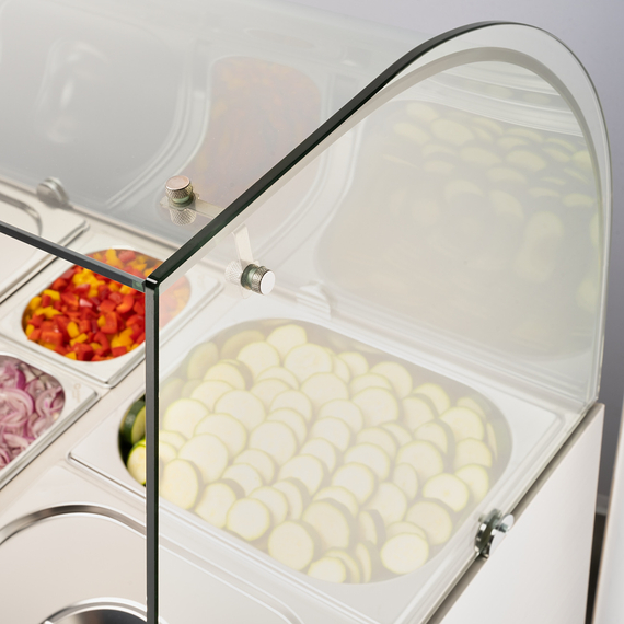 Starline Saladette mit Glasaufsatz, 2-türig, GN 1/1, Aufnahme 10x GN1/4, 900x705x1300 mm (BxTxH), ohne Aufkantung, Bild 3