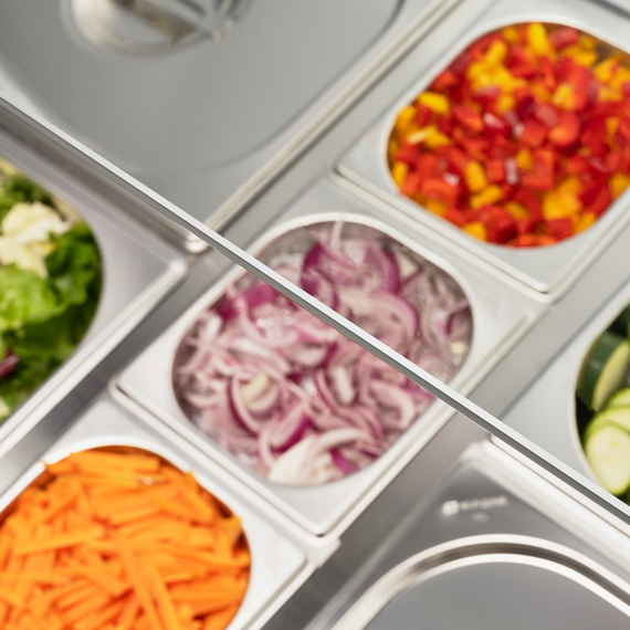 Starline Saladette mit Glasaufsatz, 2-türig, GN 1/1, Aufnahme 10x GN1/4, 900x705x1300 mm (BxTxH), ohne Aufkantung, Bild 6