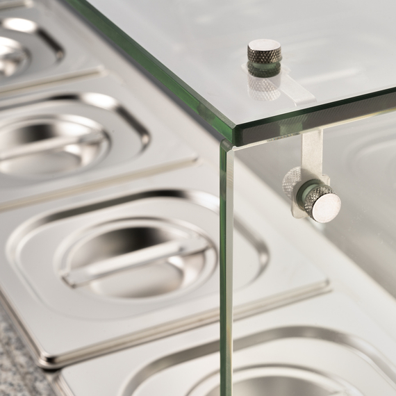 Starline Pizzatisch mit Glasabdeckung, 3-türig, GN 1/1, Aufnahme 8x GN 1/6, 1365x700x1090 mm (BxTxH), Bild 4