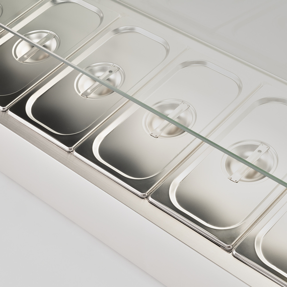 Starline Edelstahl Pizzakühlaufsatz mit Glasabdeckung, 6x GN 1/3, 1400x395x440 mm (BxTxH), Bild 2