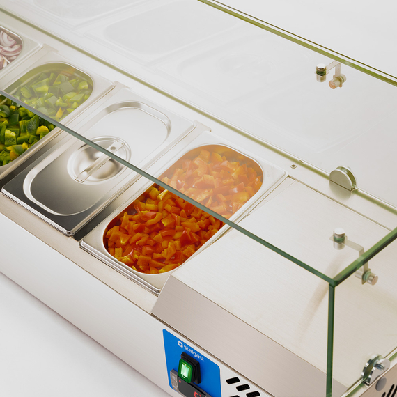 Starline Edelstahl Pizzakühlaufsatz mit Glasabdeckung, 6x GN 1/4, 1400x335x440 mm (BxTxH), Bild 5