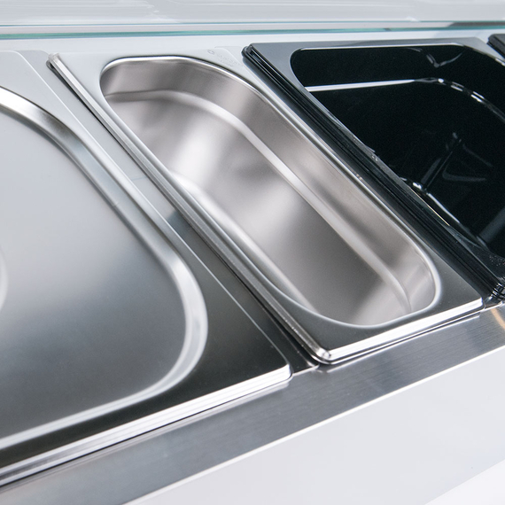 Starline Edelstahl Pizzakühlaufsatz mit Glasabdeckung, 8x GN1/4, 1800x335x440 mm (BxTxH), Bild 3