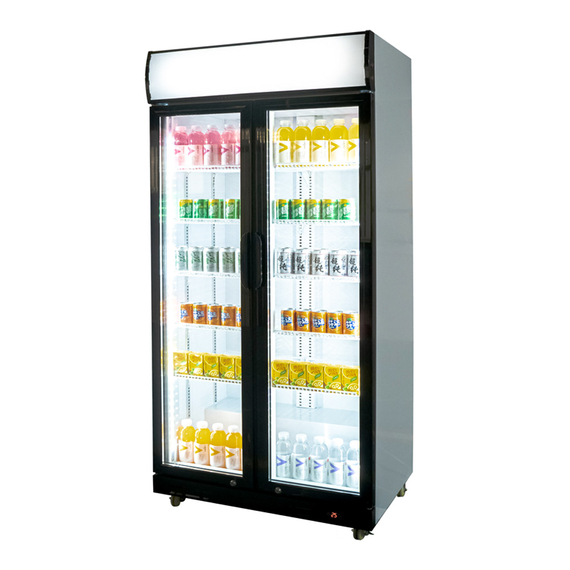 Glastür-Kühlschrank mit Werbedisplay, zwei Flügeltüren, 870x605x1996 (BxTxH), Bild 3