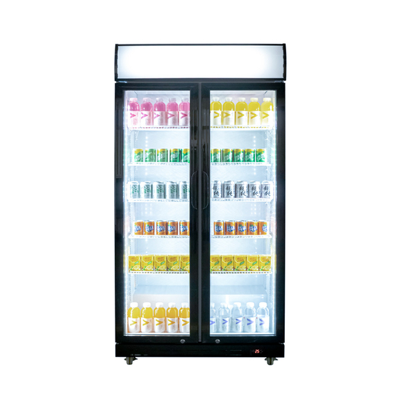 Glastür-Kühlschrank mit Werbedisplay, zwei Flügeltüren, 870x605x1996 (BxTxH), Bild 4