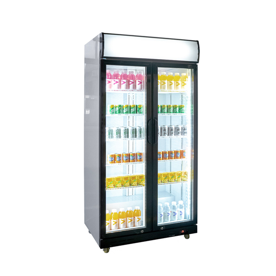 Glastür-Kühlschrank mit Werbedisplay, zwei Flügeltüren, 870x605x1996 (BxTxH), Bild 2