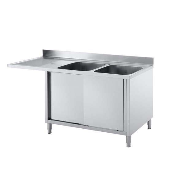 Vaiotec Topline Spülcenter / 2 Becken rechts mit Schiebetüren, 1800 x 700 mm