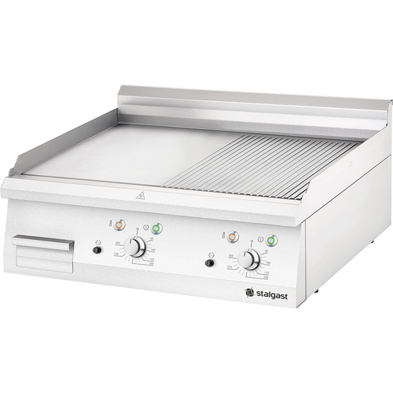 Gas-Griddleplatte als Tischgerät, Serie 700 ND - ½ glatt / ½ gerillt 800x700x250 mm