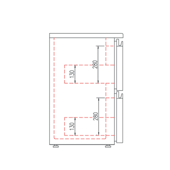 Vaiotec Topline Barkühltisch schwarz / 3 Türen & 2 Schubladen, 2565 x 530 mm, Bild 6
