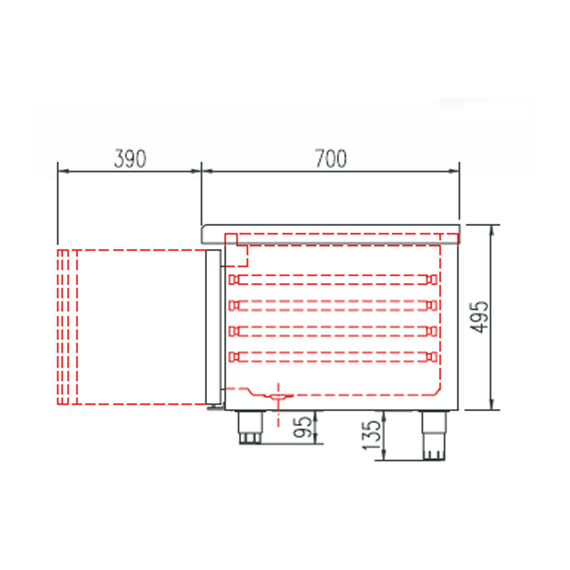 Vaiotec Topline Unterbaukühltisch / 4-fach GN 1/1 mit 6 Schubladen / 1 Tür, 2245 x 700 mm, Bild 5