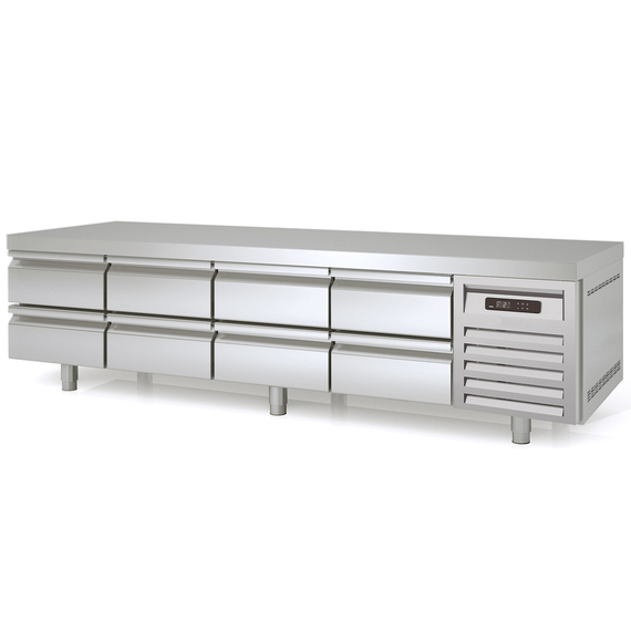 Vaiotec Topline Unterbaukühltisch / 4-fach GN 1/1 mit 8 Schubladen, 2245 x 700 mm