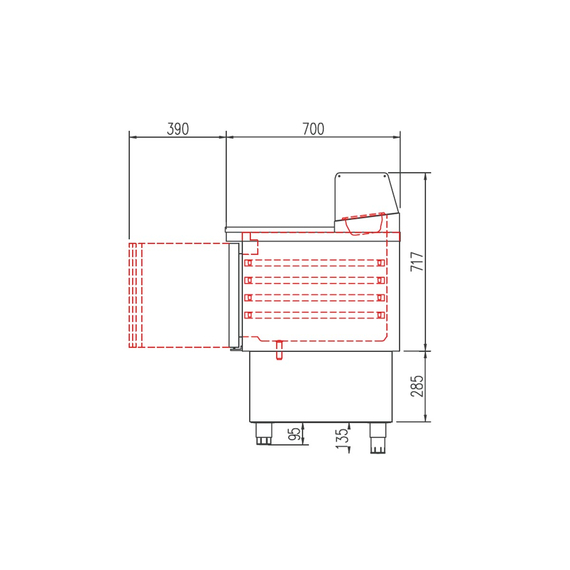 Vaiotec Topline Belegstation / 2-fach mit Türen, eckiger Glasaufsatz, GN 1/6, 925 x 700 mm, Bild 2