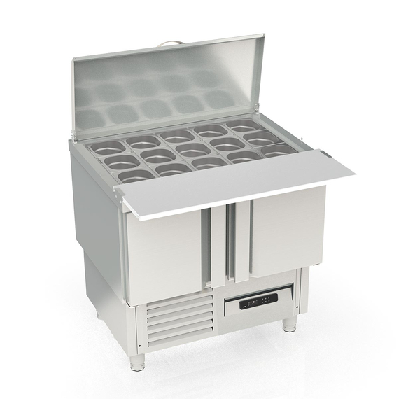 Vaiotec Topline Saladette / 2-fach mit Türen, Edelstahldeckel, GN 1/6, 925 x 700 mm, Bild 2