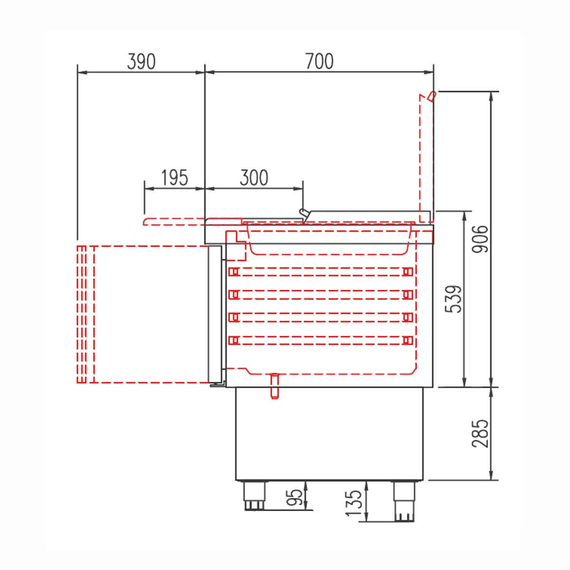 Vaiotec Topline Saladette / 2-fach mit Türen, Edelstahldeckel, GN 1/6, 925 x 700 mm, Bild 4