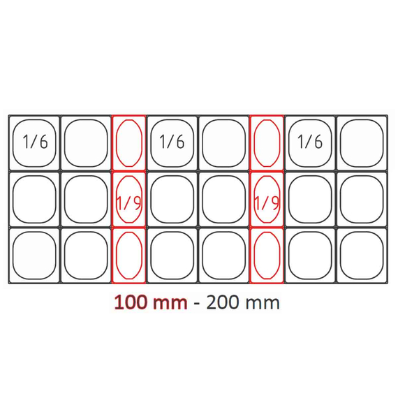 Vaiotec Topline Saladette / 3-fach mit Türen, Glasaufsatz schräg, GN 1/6 & 1/9, 1375 x 700 mm, Bild 2