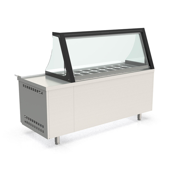 Vaiotec Topline Zubereitungstisch / 3-fach mit Türen, Glasklappdeckel, GN 1/6, EN 60x40, 2020 x 800 mm, Bild 2