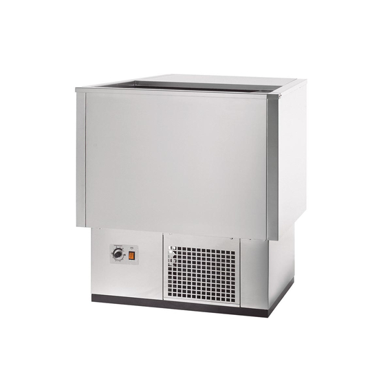 Vaiotec Topline Getränkekühltruhe Edelstahl mit Edelstahlschiebedeckel, 129 Liter, 705 x 545 mm