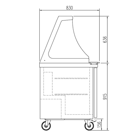 Vaiotec Topline Zubereitungstisch / 2-fach mit Türen, Glasklappdeckel, auf Rollen, GN 1/6, 1228 x 830 mm, Bild 2