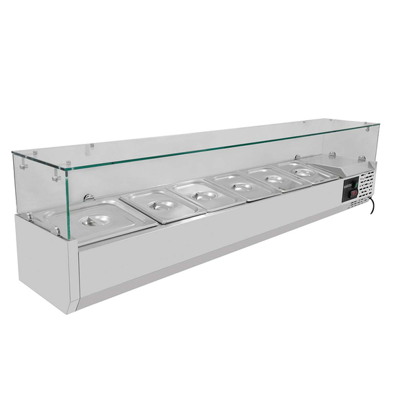 Vaiotec Kühlaufsatz mit Glasabdeckung 7xGN1/3, 1600 x 395 mm, Bild 2