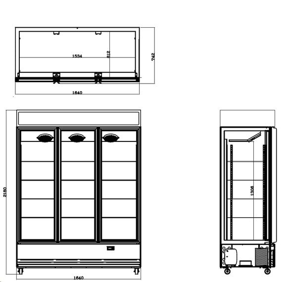 Vaiotec Topline Getränkekühlschrank 3 Türen / 1360 Liter mit Leuchtaufsatz "schwarz", 1640 x 742 mm, Bild 9