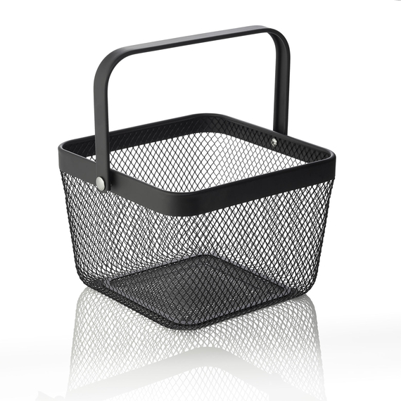 Was Germany Korb, 24,5 x 24,5 x 17,5 cm, schwarz pulverbeschichtet, Metall