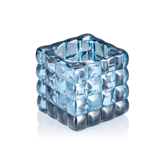 Yuyu Cube Steel Blue, 8 x 8 x 8 cm, Glas