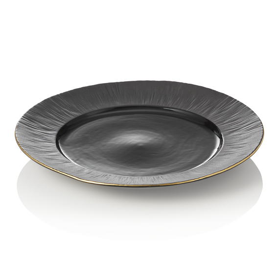 Maya Teller Set KURO, flach, Ø 30 cm, schwarz, Set á 2 Stück, Porzellan