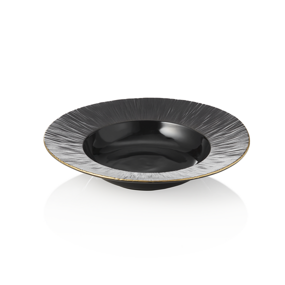 Maya Suppenteller Set KURO, Ø 23,5 cm, schwarz, Set á 3 Stück, Porzellan