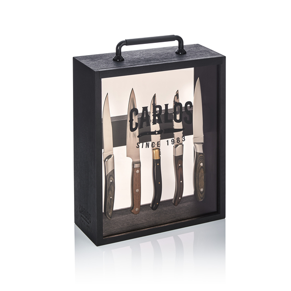 Carlos The Box, 26,5 x 10 x 32,5 cm, gebeizte Eiche, Acryl