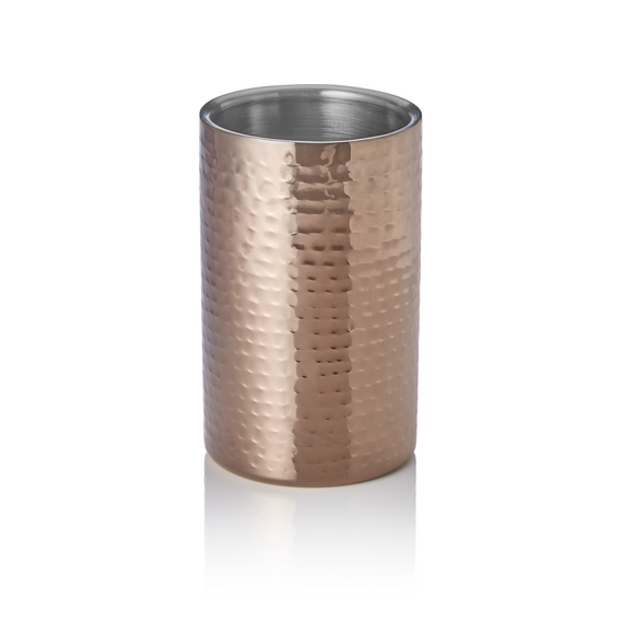 Was Germany Flaschenkühler, Ø 12 cm, Höhe 19 cm, gehämmert, bronze, doppelwandig, Chromnickelstahl, PVD Beschichtung