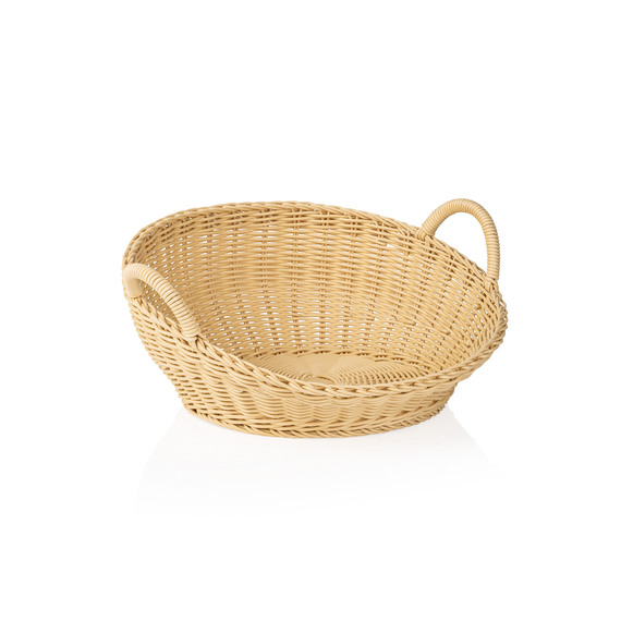 Weaver Pro Brötchenschütte mit Griff Systemkörbe, Ø 42 cm, Höhe 18,5/7,5 cm, hellbeige, Polypropylen