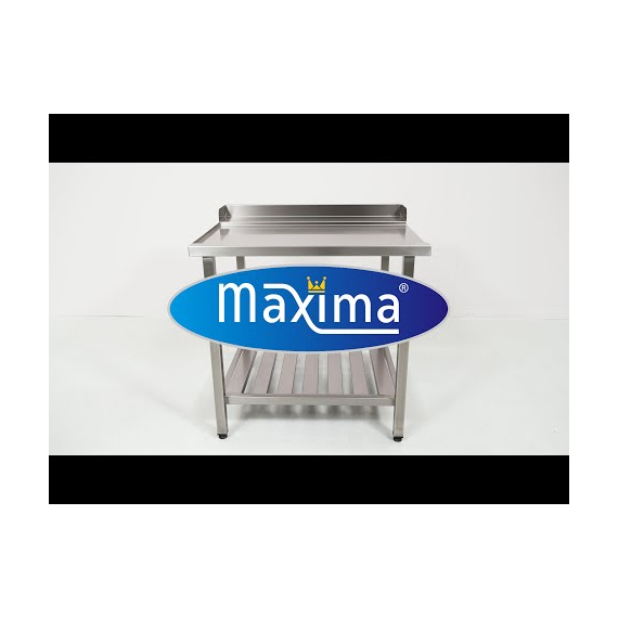 Maxima Gastro Geschirrspültisch - 90 x 75 cm - links - mit Backsplash und Lagerregal, Bild 5