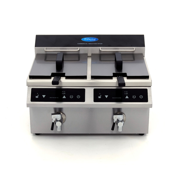 Maxima Gastro Fritteuse - 2 x 8 l - 2 Körbe - mit Ablasshahn - Induktion, Bild 2