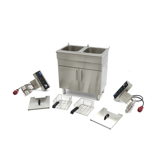 Maxima Gastro Fritteuse - 2 x 16 l - 2 Körbe - mit Ablasshahn und Ständer - 400V, Bild 6
