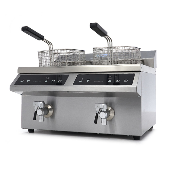 Maxima Gastro Fritteuse - 2 x 8 l - 2 Körbe - mit Ablasshahn - Induktion, Bild 5