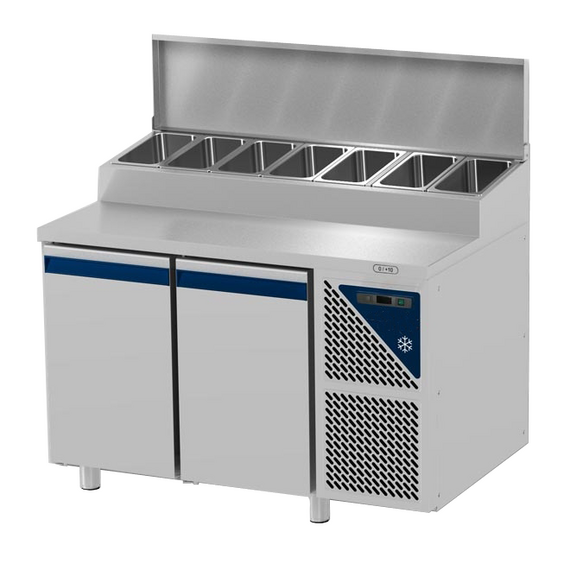 Prismafood Kühltisch 2 Türen mit Edelstahlabdeckung Kapazität: 300 lt Temperatur: 0°C/+10°C