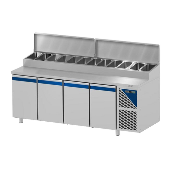 Prismafood Kühltisch 4 Türen mit Edelstahlabdeckung Kapazität: 630 lt Temperatur: 0°C/+10°C