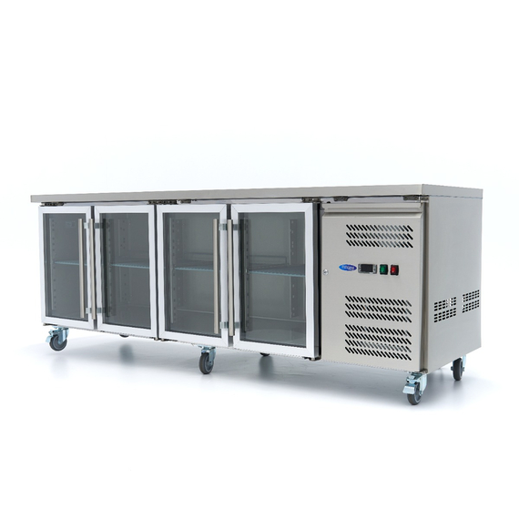 Maxima Gastro Kühltisch - 223 cm - 4 Glastüren