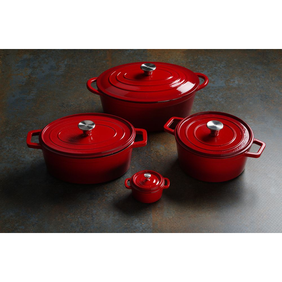 Hendi Emaillierter Gusseisentopf, 3,7L, Rot, 317x240x(H)105mm, Bild 5