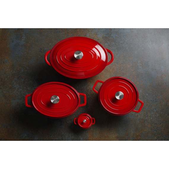 Hendi Emaillierter Gusseisentopf, 3,7L, Rot, 317x240x(H)105mm, Bild 4