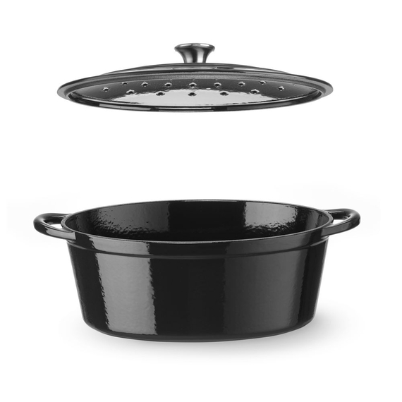 Hendi Emaillierter Gusseisentopf, 6,88L, Schwarz, 405x255x(H)134mm, Bild 3