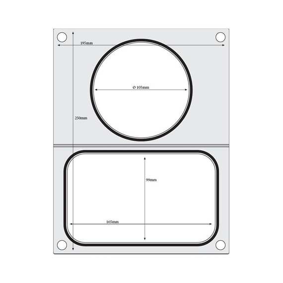 Hendi Matrize für Versiegelungsmaschine, zwei Behälter (1x 178x113 mm, 1x ø115 mm), Bild 2