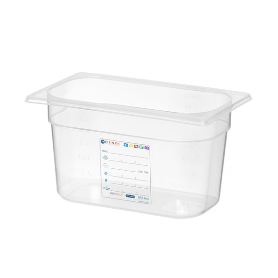 Hendi Gastronorm-Behälter 1/4, GN 1/4, 4L, Transparent, 265x162x(H)150mm, Bild 2