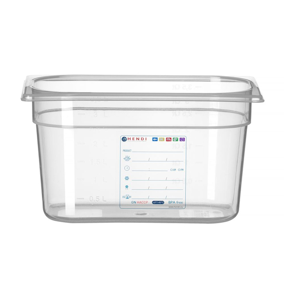 Hendi Gastronorm-Behälter 1/4, GN 1/4, 4L, Transparent, 265x162x(H)150mm