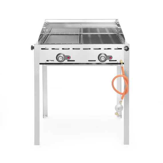 Hendi Grillsystem Green Fire mit 2 Brennern, Profi Line, Emaillierte Grillplatte und Grillrost aus Gusseisen GN 1/1, 11,6kW, 740x615x(H)825mm, Bild 2