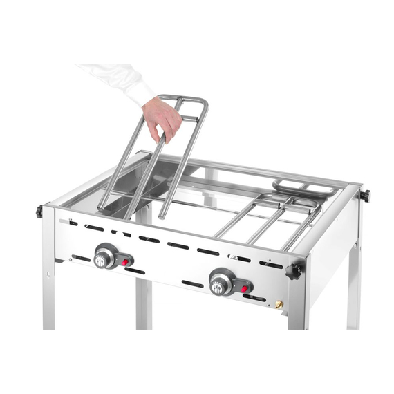 Hendi Grillsystem Green Fire mit 2 Brennern, Profi Line, Emaillierte Grillplatte und Grillrost aus Gusseisen GN 1/1, 11,6kW, 740x615x(H)825mm, Bild 3