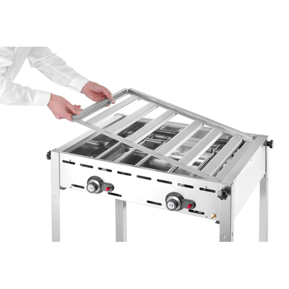 Hendi Grillsystem Green Fire mit 2 Brennern, Profi Line, Emaillierte Grillplatte und Grillrost aus Gusseisen GN 1/1, 11,6kW, 740x615x(H)825mm, Bild 5