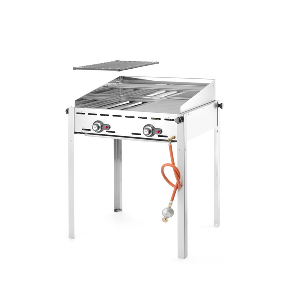 Hendi Grillsystem Green Fire mit 2 Brennern, Profi Line, 2 Edelstahl Grillroste GN 1/1, 11,6kW, 740x612x(H)825mm, Bild 3