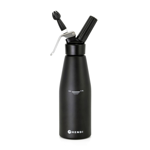 Hendi Sahnespender, schwarz, Kitchen Line, 0,95L, Schwarz, ⌀95x(H)320mm