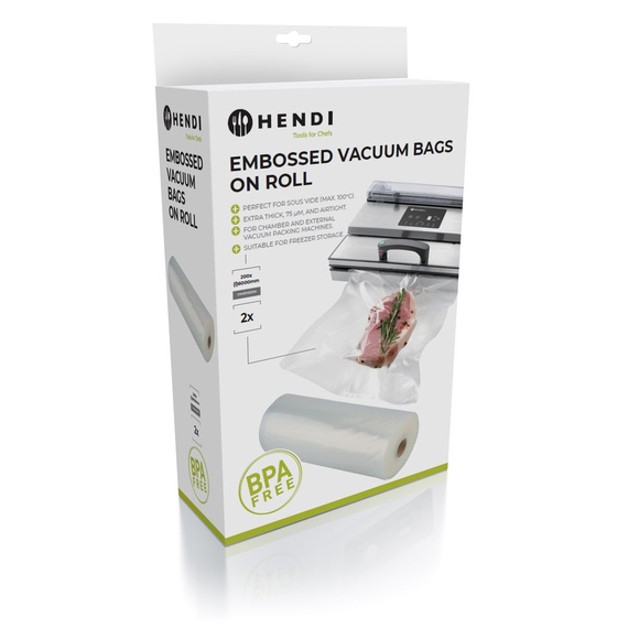 Hendi Vakuum-Kochbeutel Rolle, geprägt - 2 Stk., 2 Stk., 6000x200mm