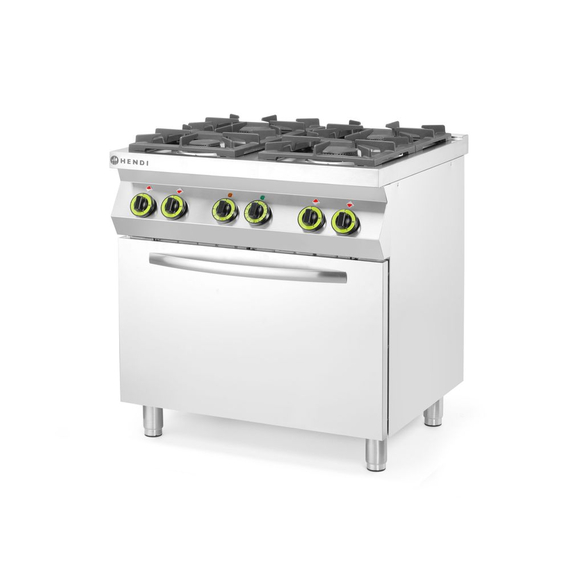 Hendi Gasherd 4-flammig mit Ofen GN 1/1, Kitchen Line, 230V/3000W, 19kW, 800x722x(H)900mm, Bild 2